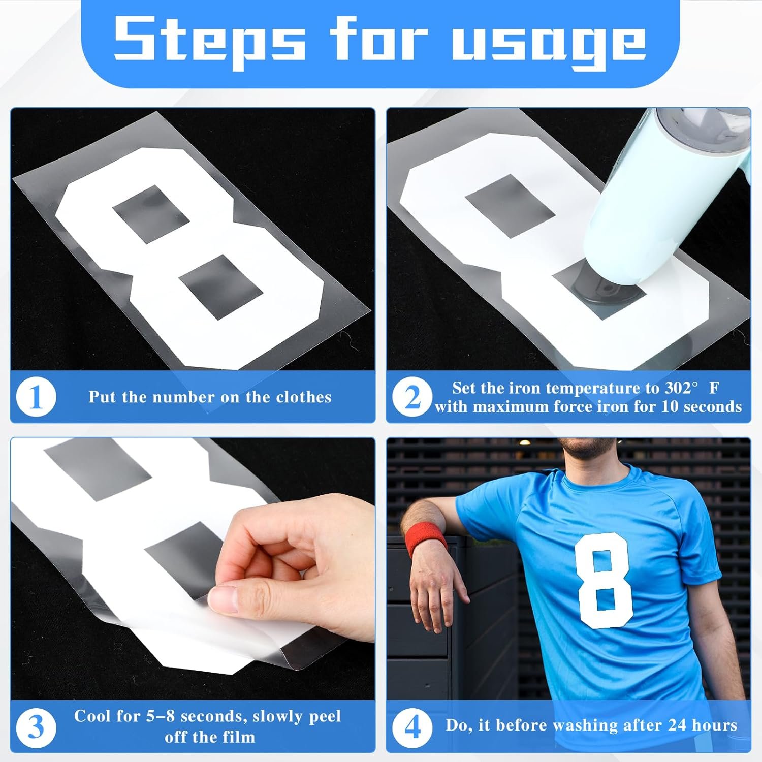 QingYi good washing resistance heat transfer iron on letters and numbers for jersey