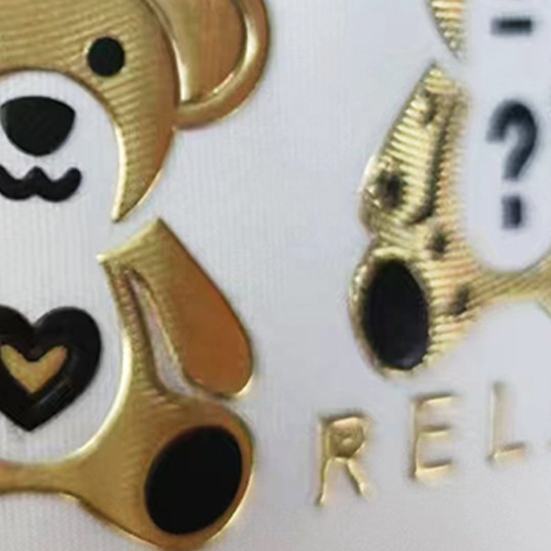 Heat Transfer Sticker Golden Bear PVC Embossed Leather 3M adhesive backing for Clothing Customize Your Pattern Brand 3D Washable