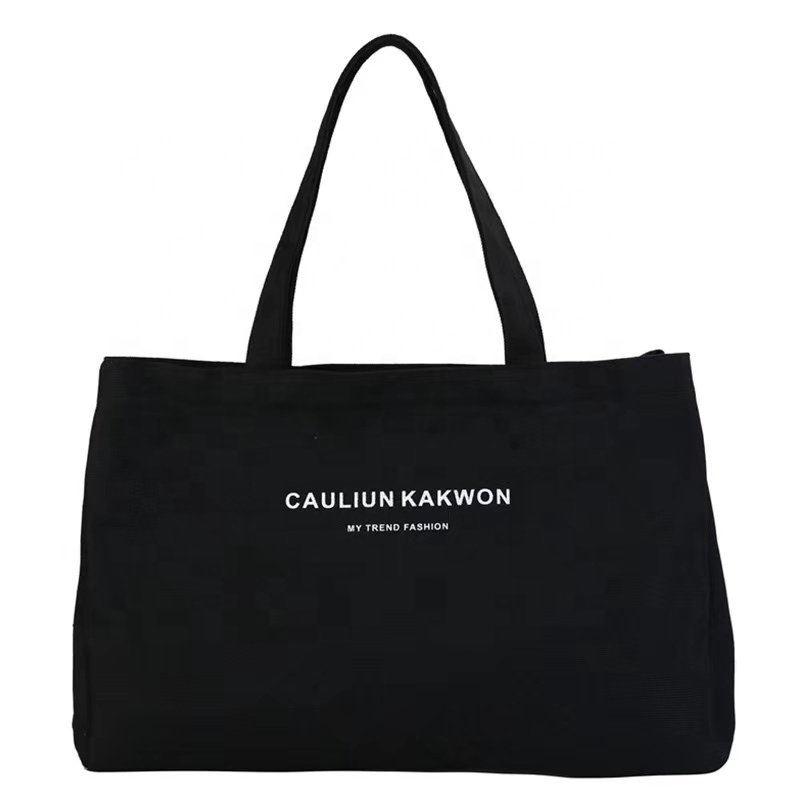 High-capacity cotton tote bag canvas bag custom logo eco cotton tote shopping bag with zipper and pocket