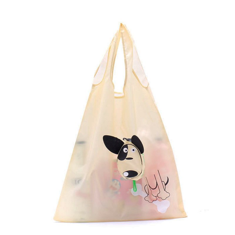 Custom Heavy Duty 38Cm Cartoon Cute Animal Dog Shape Folding Reusable Tote Bag Portable Polyester Foldable Grocery Shopping Bags