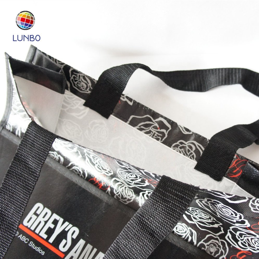 Customized Laminated Full Area Printing Non Woven Shopping bag With Front Pocket