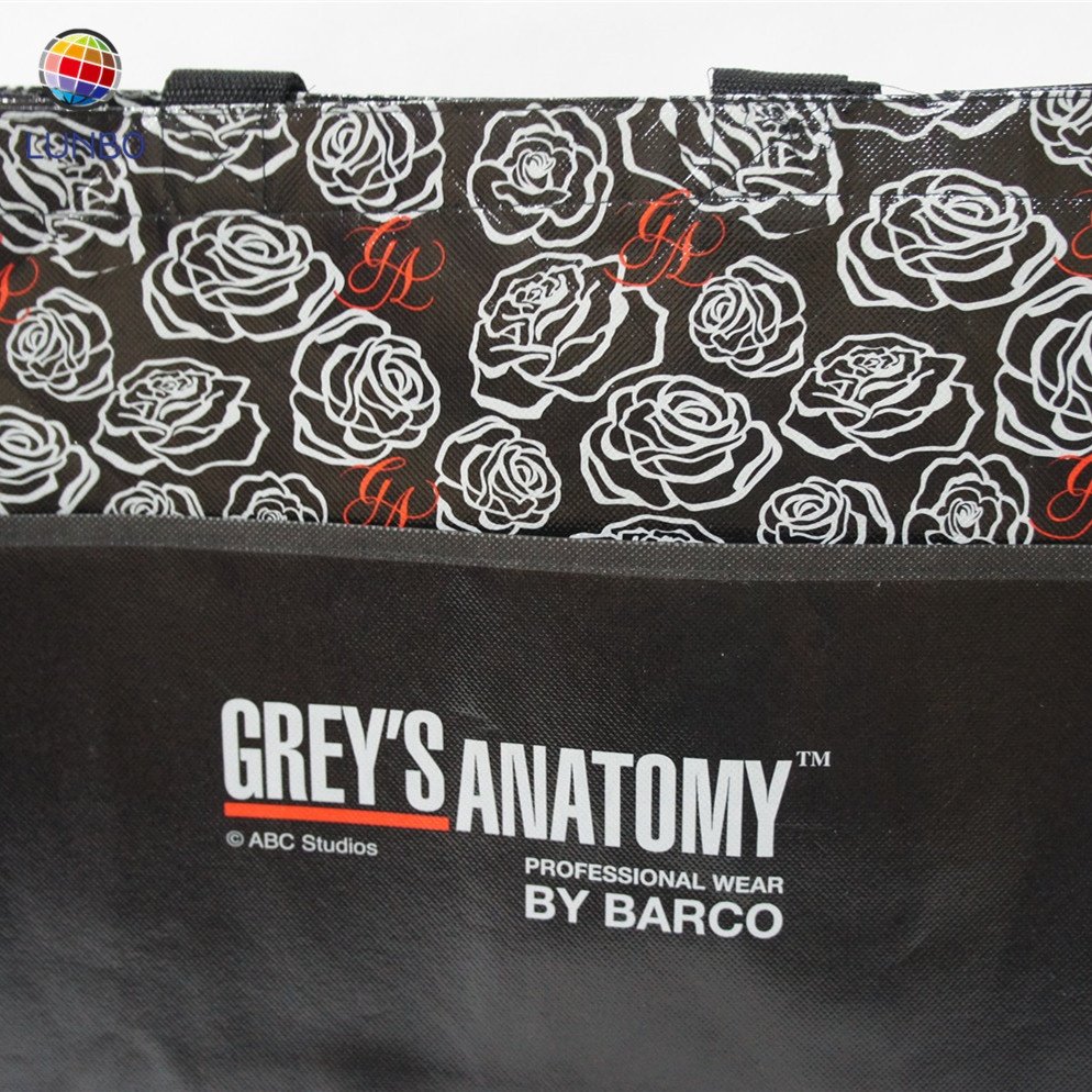 Customized Laminated Full Area Printing Non Woven Shopping bag With Front Pocket