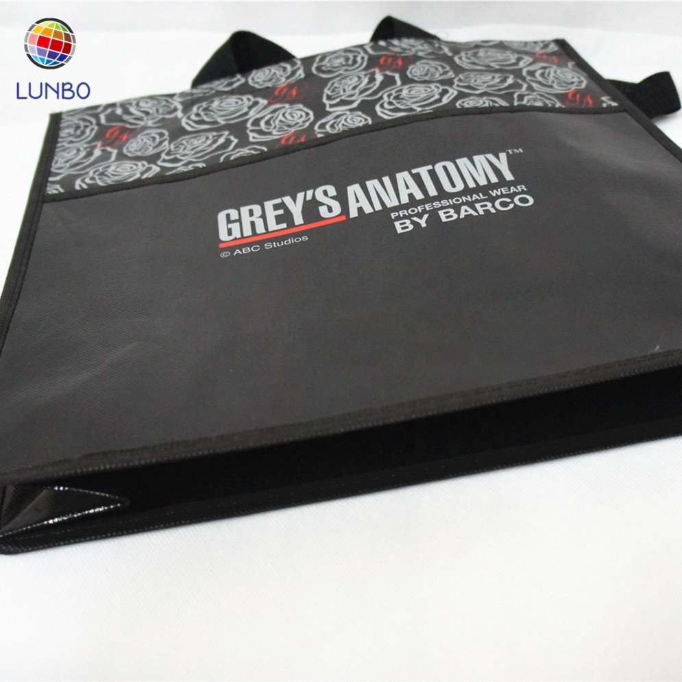 Customized Laminated Full Area Printing Non Woven Shopping bag With Front Pocket