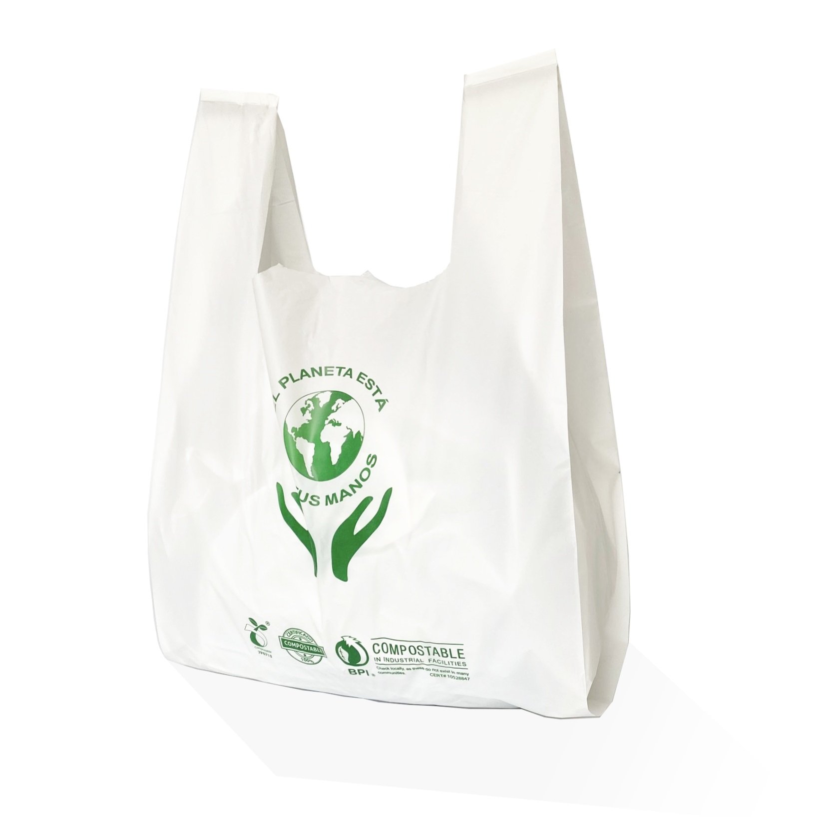 100% biodegradable compostable free plastic corn starch+pla+pbat shopping bags supermarket grocery bags