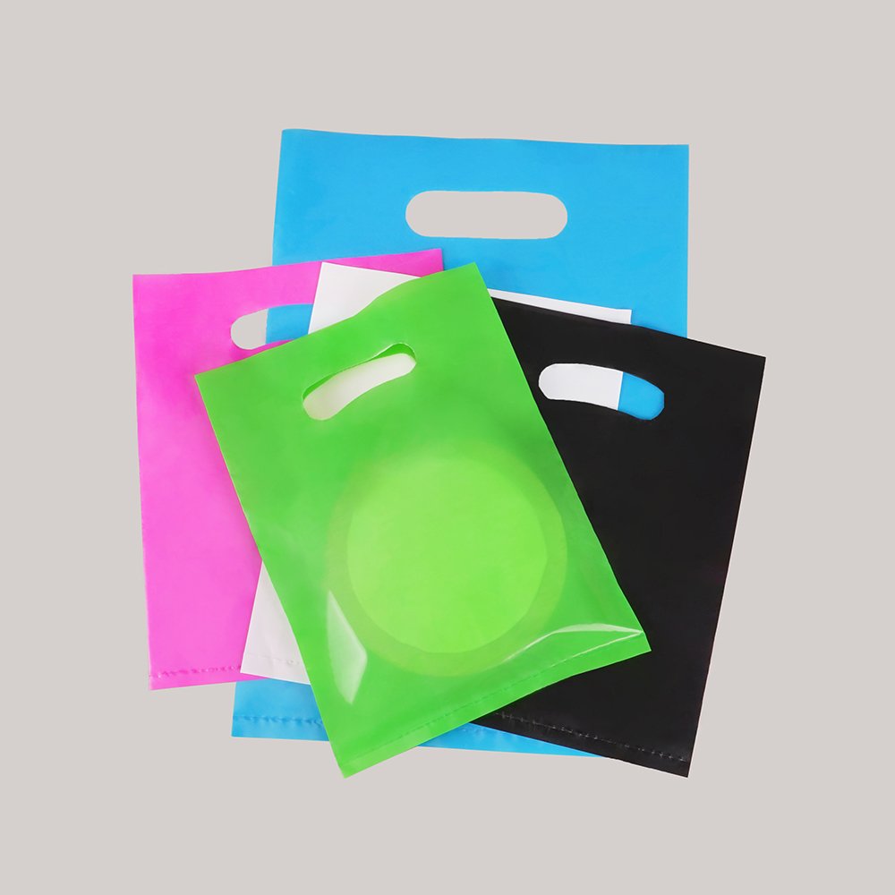 Custom High Quality Packing Colorful Polythene Plastic Foldable Reusable Shopping Bags With Logos For Small Business