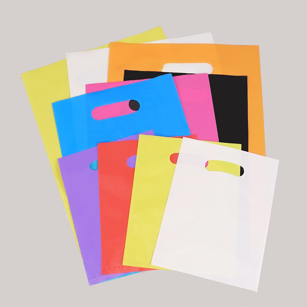 Custom High Quality Packing Colorful Polythene Plastic Foldable Reusable Shopping Bags With Logos For Small Business