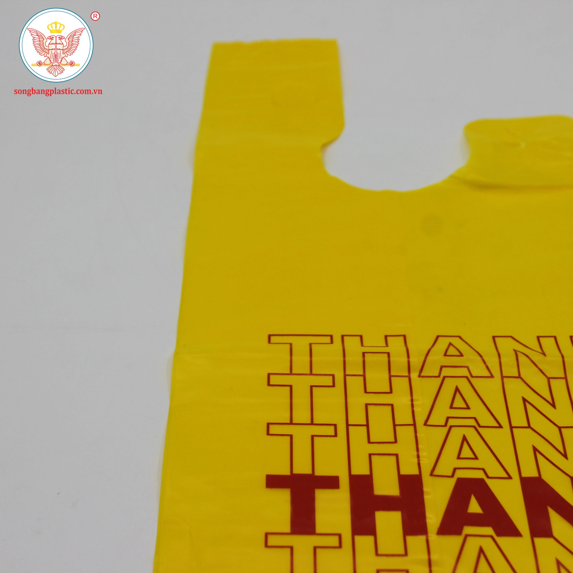 Custom T-Shirt Thank You Reusable Recycle Supermarket PE Plastic Bags with Handles Manufactured in Vietnam