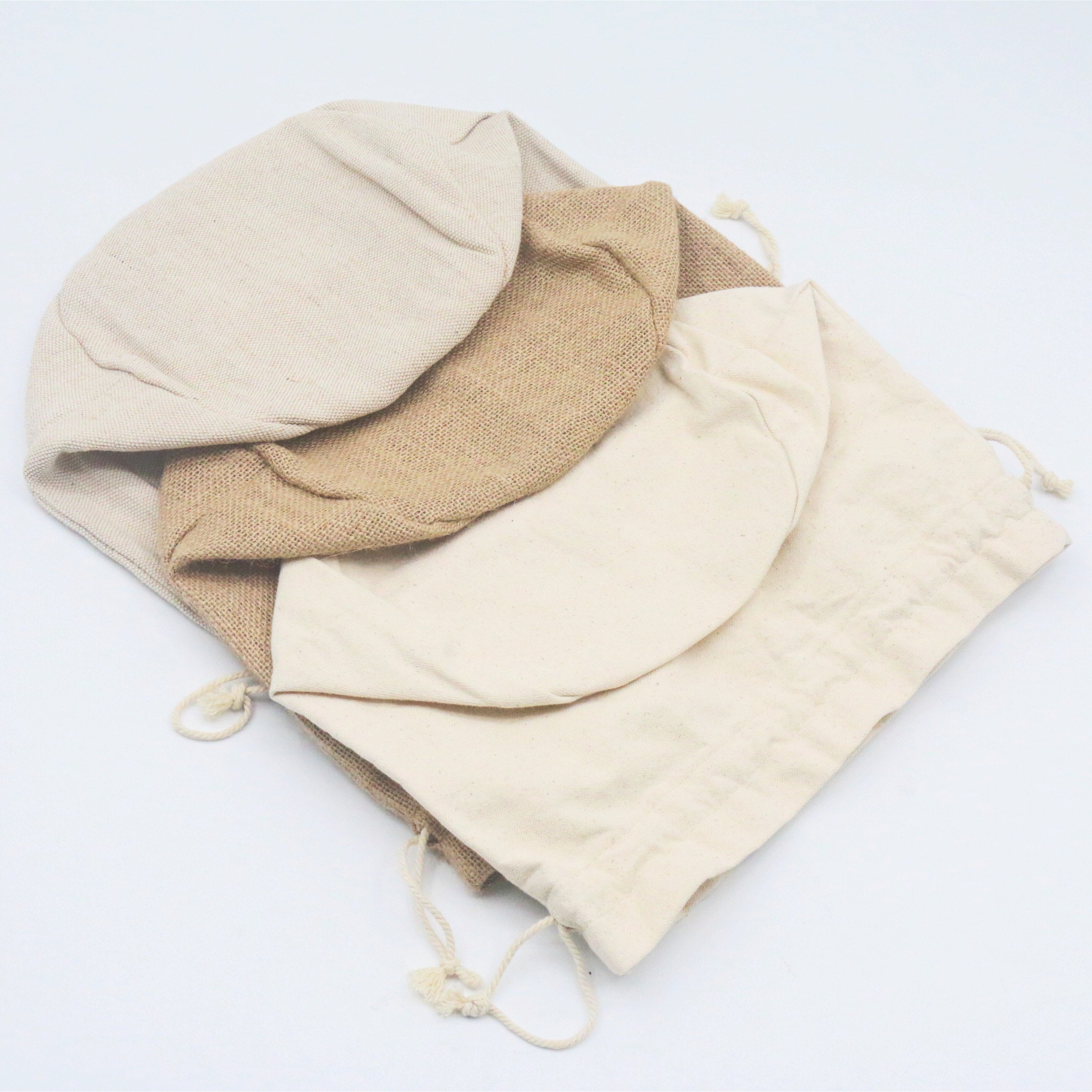Eco-friendly Recycled Cotton Shopping Bag Promotional Grocery String Bag Recycled Cotton Linen Draw String Bag