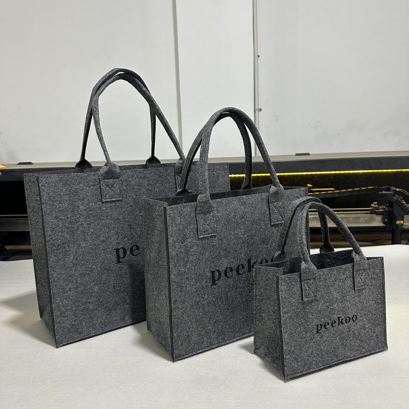 Custom Logo Eco-friendly Casual Large Capacity Felt Tote Women Felt Bag Handbags Wool Felt Shopping Bag