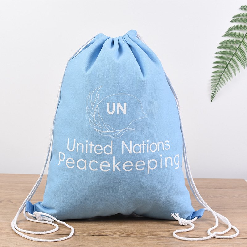 Cotton Drawstring Advertising Cotton Canvas Bag with Printed Logo Canvas Storage Shopping Bag