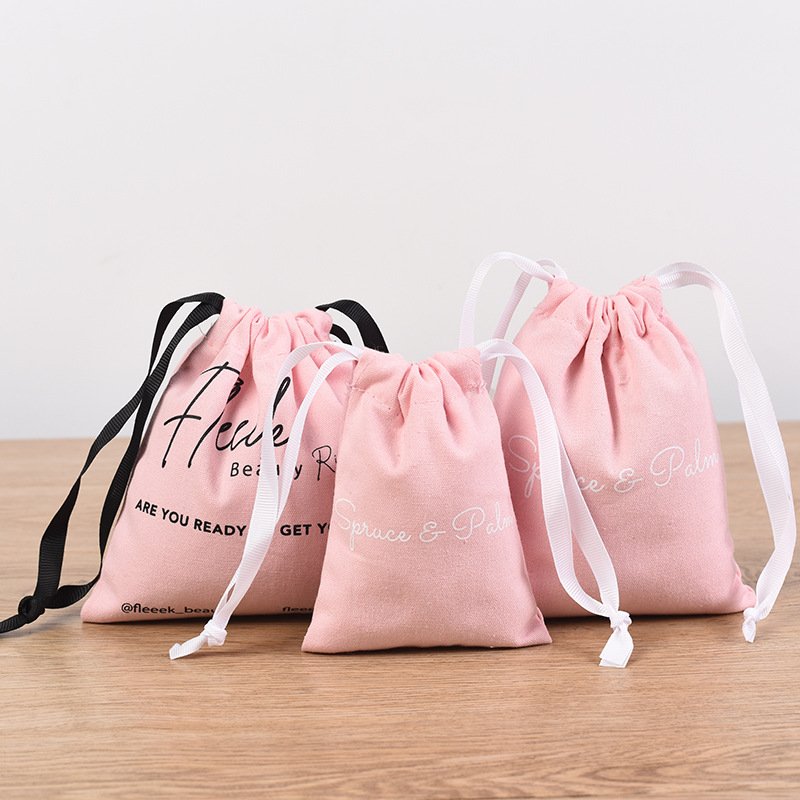 Cotton Drawstring Advertising Cotton Canvas Bag with Printed Logo Canvas Storage Shopping Bag