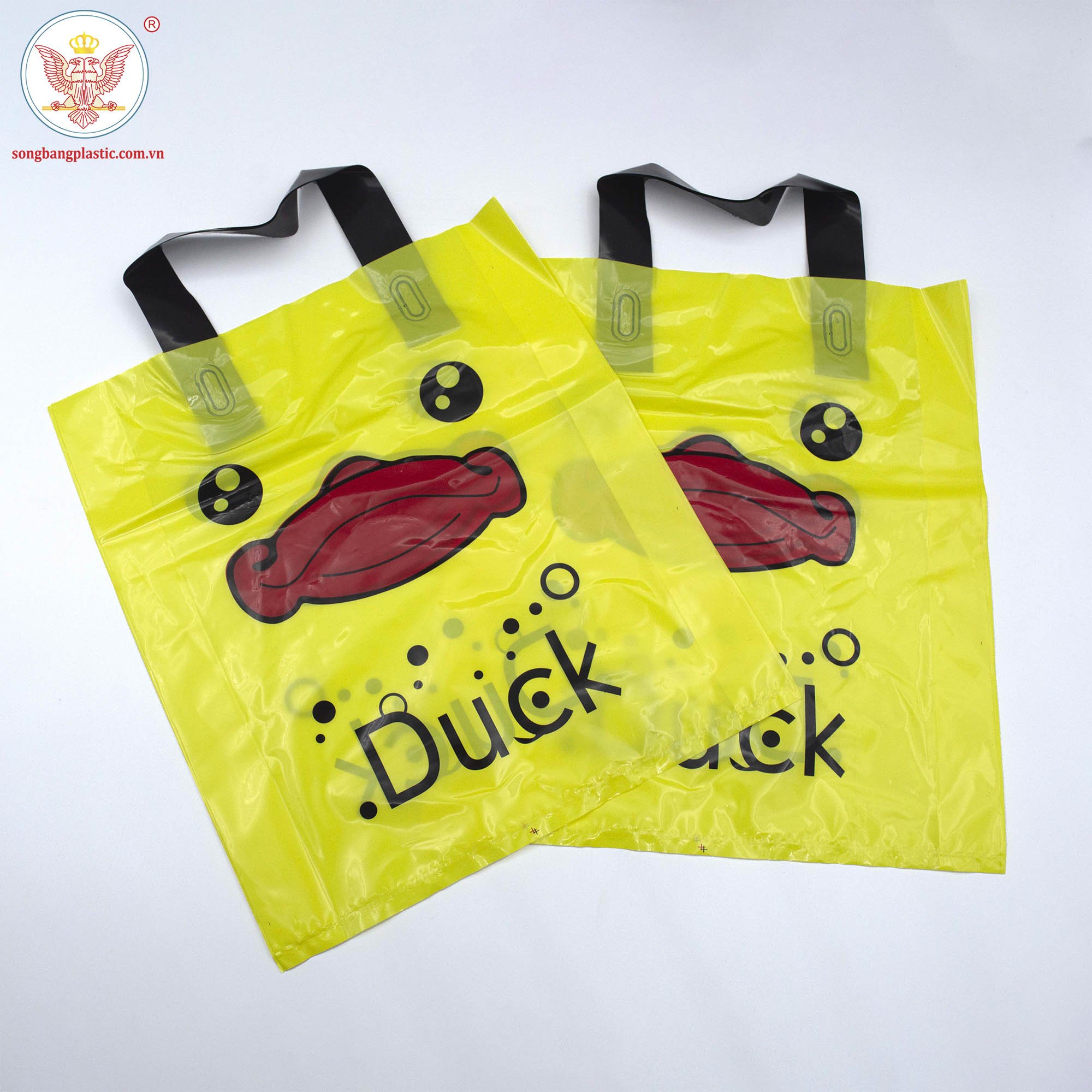 Eco-friendly Custom Yellow LDPE Plastic Carry Bag with Soft Loop Handle for Clothing Storage Shopping and Package/Gift