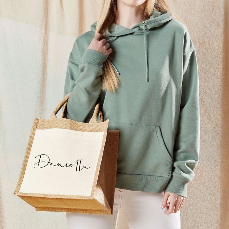 Custom Logo Printed Eco-Friendly Jute Bag Custom Coated Linen Shopping Bag Handbag Beach Bag