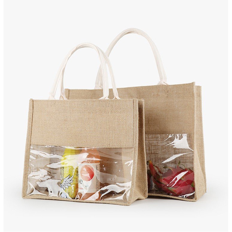 Original Factory Dark Grey Small Eco Friendly Jute Printing Tote Shopping Bag