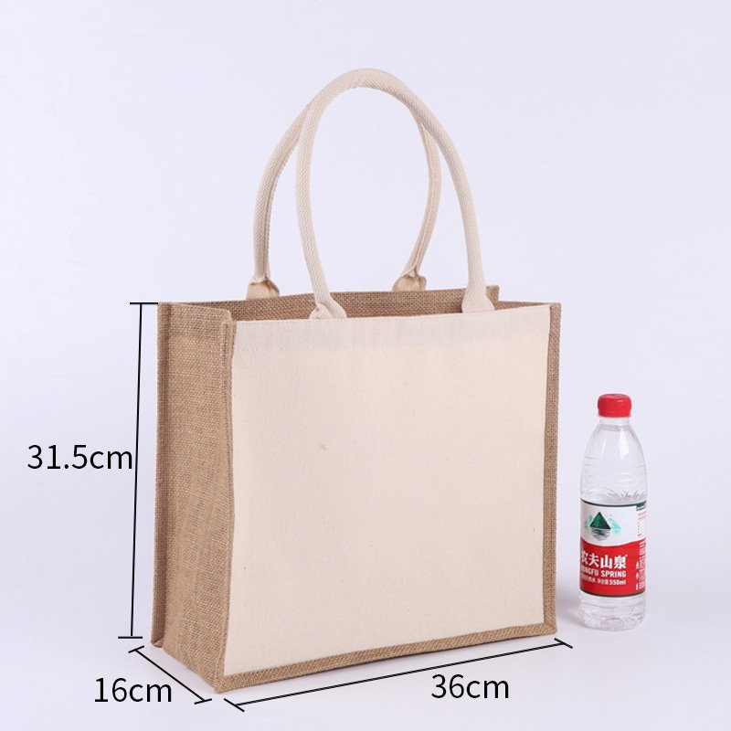 Original Factory Dark Grey Small Eco Friendly Jute Printing Tote Shopping Bag