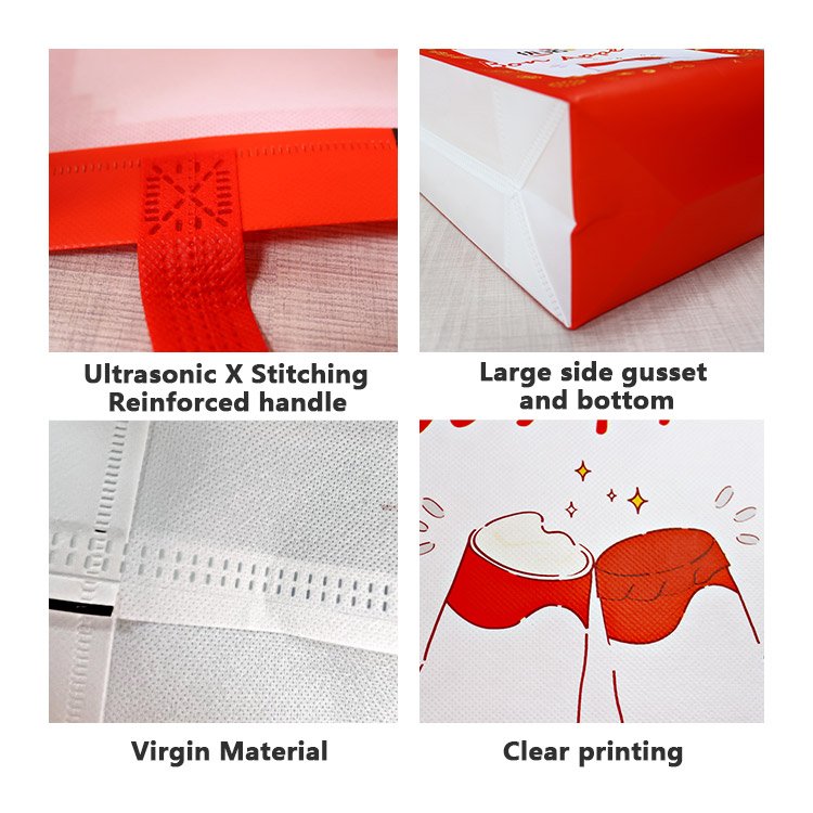 Custom Logo Ultrasonic Reusable Laminated Polypropylene Tote Shopping Pp Non Woven Bag