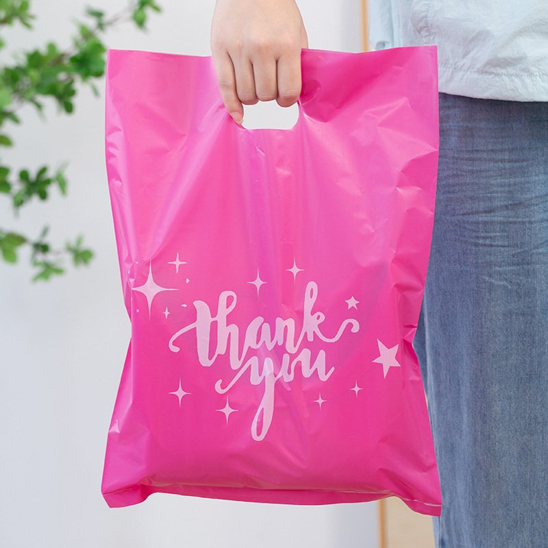 Custom Logo Eco-Friendly Thank You Black Plastic Retail Shop Gravure Printing Shopping Bags For Small Business With Logo