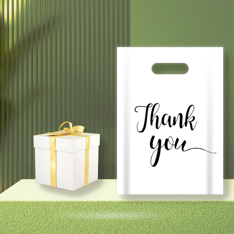 Custom Logo Eco-Friendly Thank You Black Plastic Retail Shop Gravure Printing Shopping Bags For Small Business With Logo