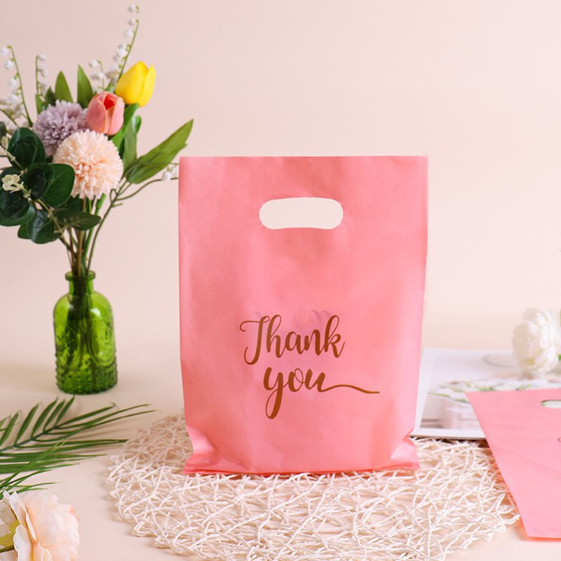 Custom Logo Eco-Friendly Thank You Black Plastic Retail Shop Gravure Printing Shopping Bags For Small Business With Logo