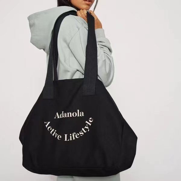 Custom Logo Quality Weekender Oversize Black Big Handle Women Gift Cotton Canvas Shopping Tote Bag