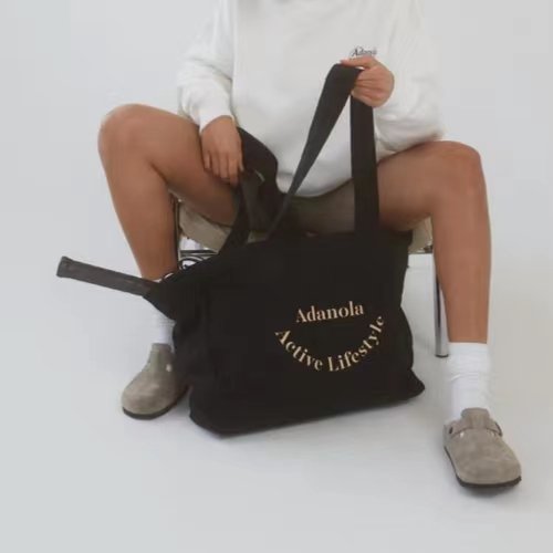 Custom Logo Quality Weekender Oversize Black Big Handle Women Gift Cotton Canvas Shopping Tote Bag
