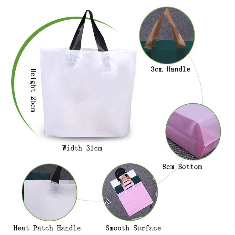Custom Printed Logo Design LDPE/HDPE Handle Plastic Shopping Bag For Clothing/Shoe Packaging