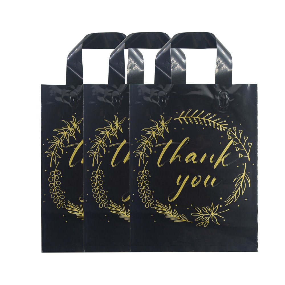 Custom Logo Recyclable Retail Plastic Gift Shopping Packaging Thank You Bags For Boutique