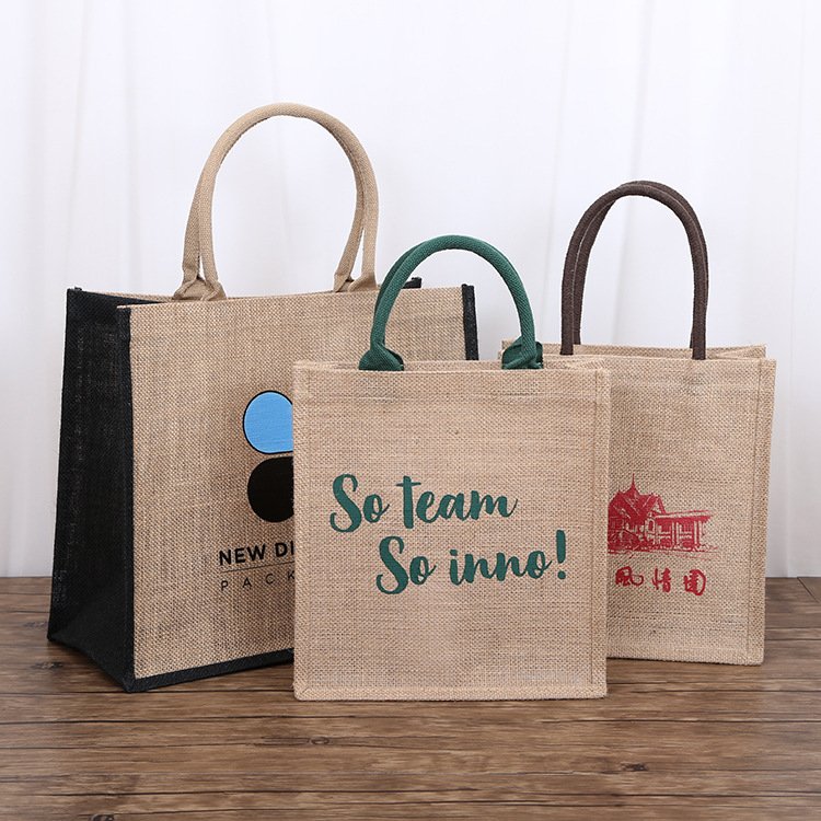 Custom Logo Wholesale Reusable Jute Tote Shopping Bag with Handle