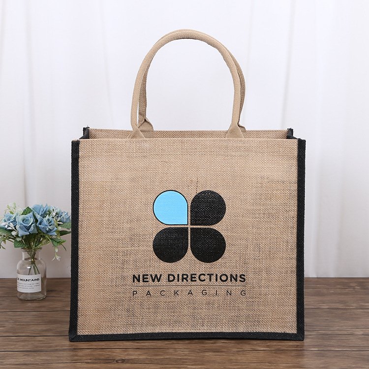 Custom Logo Wholesale Reusable Jute Tote Shopping Bag with Handle