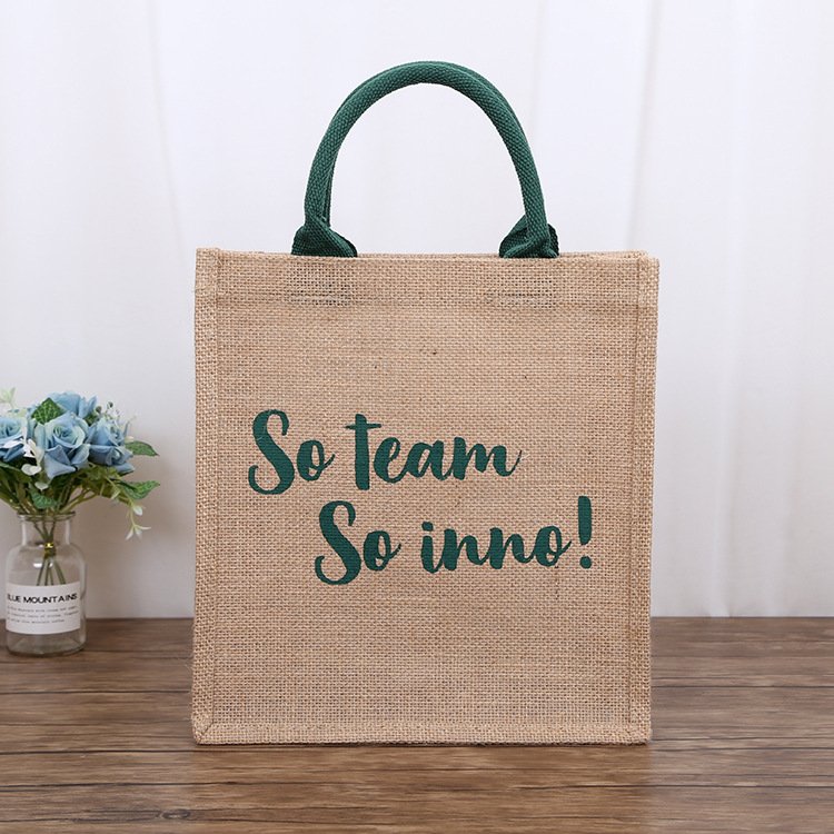 Custom Logo Wholesale Reusable Jute Tote Shopping Bag with Handle