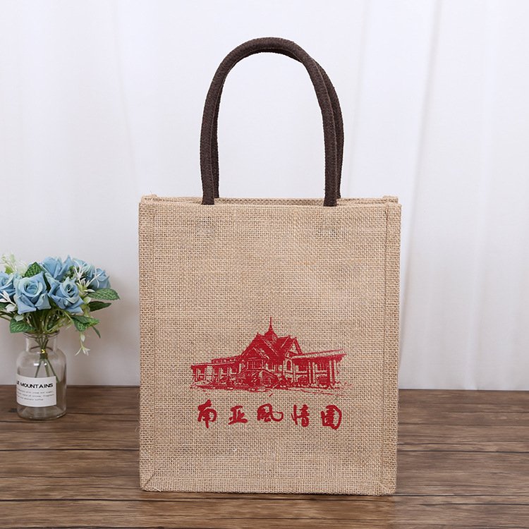 Custom Logo Wholesale Reusable Jute Tote Shopping Bag with Handle
