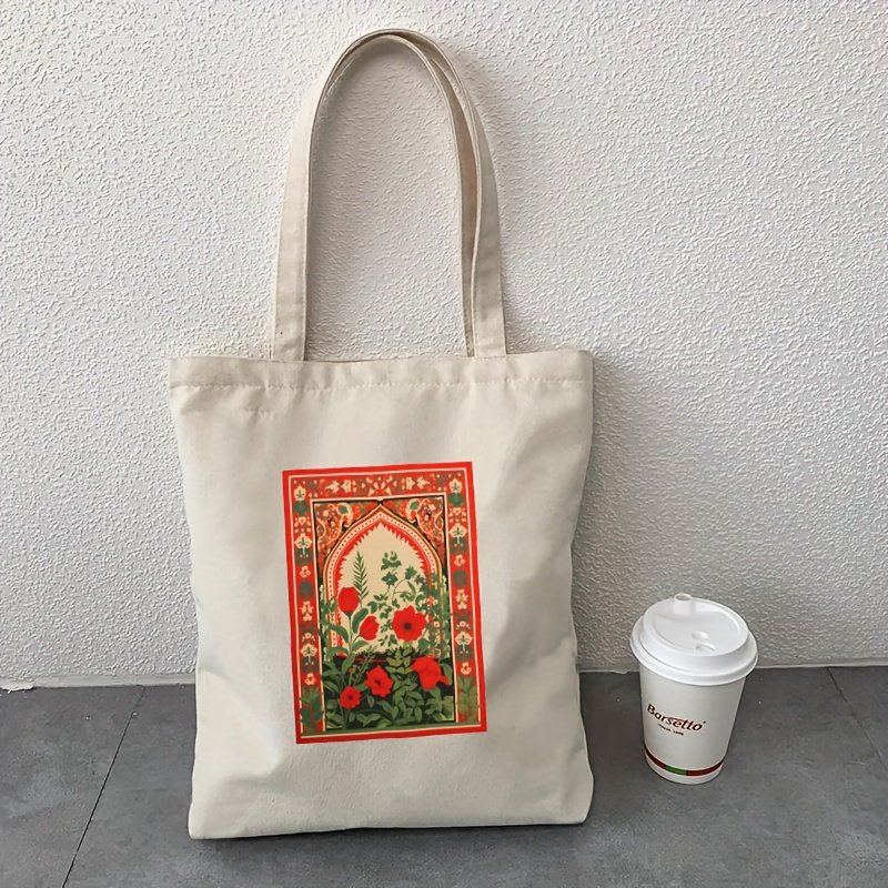 1pc Abolition and Liberation of Palestine pattern Tote Canvas Personalized Shoulder Bag For Travel Women's Reusable Shopping Bag