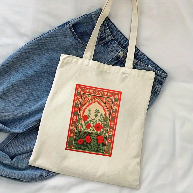 1pc Abolition and Liberation of Palestine pattern Tote Canvas Personalized Shoulder Bag For Travel Women's Reusable Shopping Bag