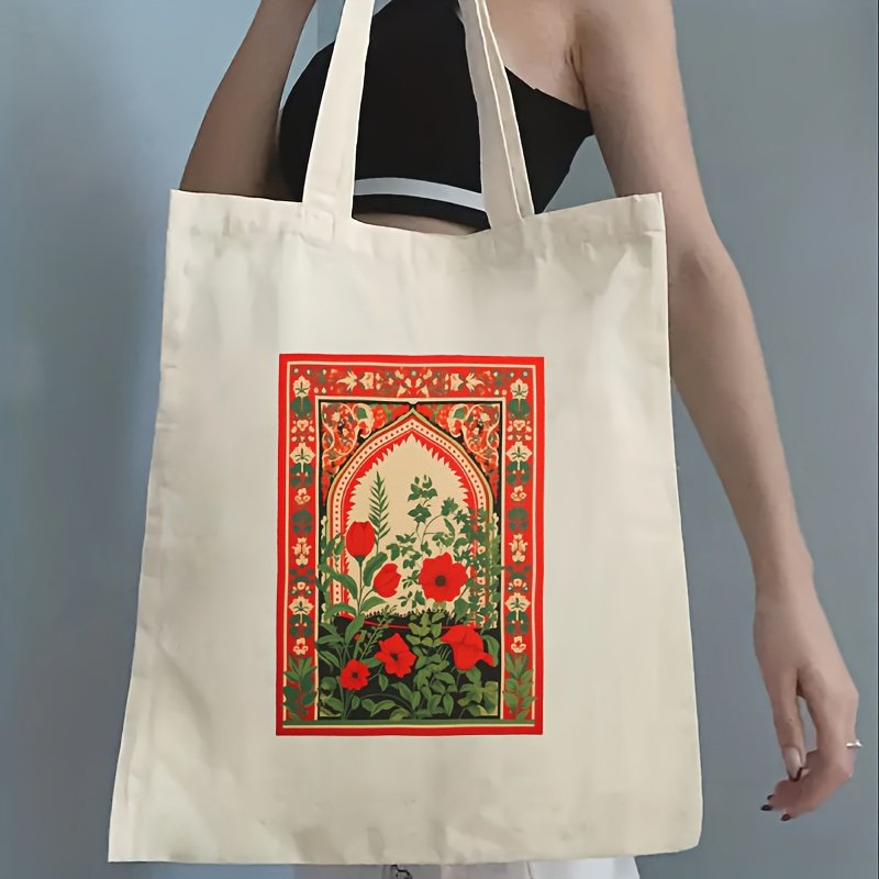 1pc Abolition and Liberation of Palestine pattern Tote Canvas Personalized Shoulder Bag For Travel Women's Reusable Shopping Bag