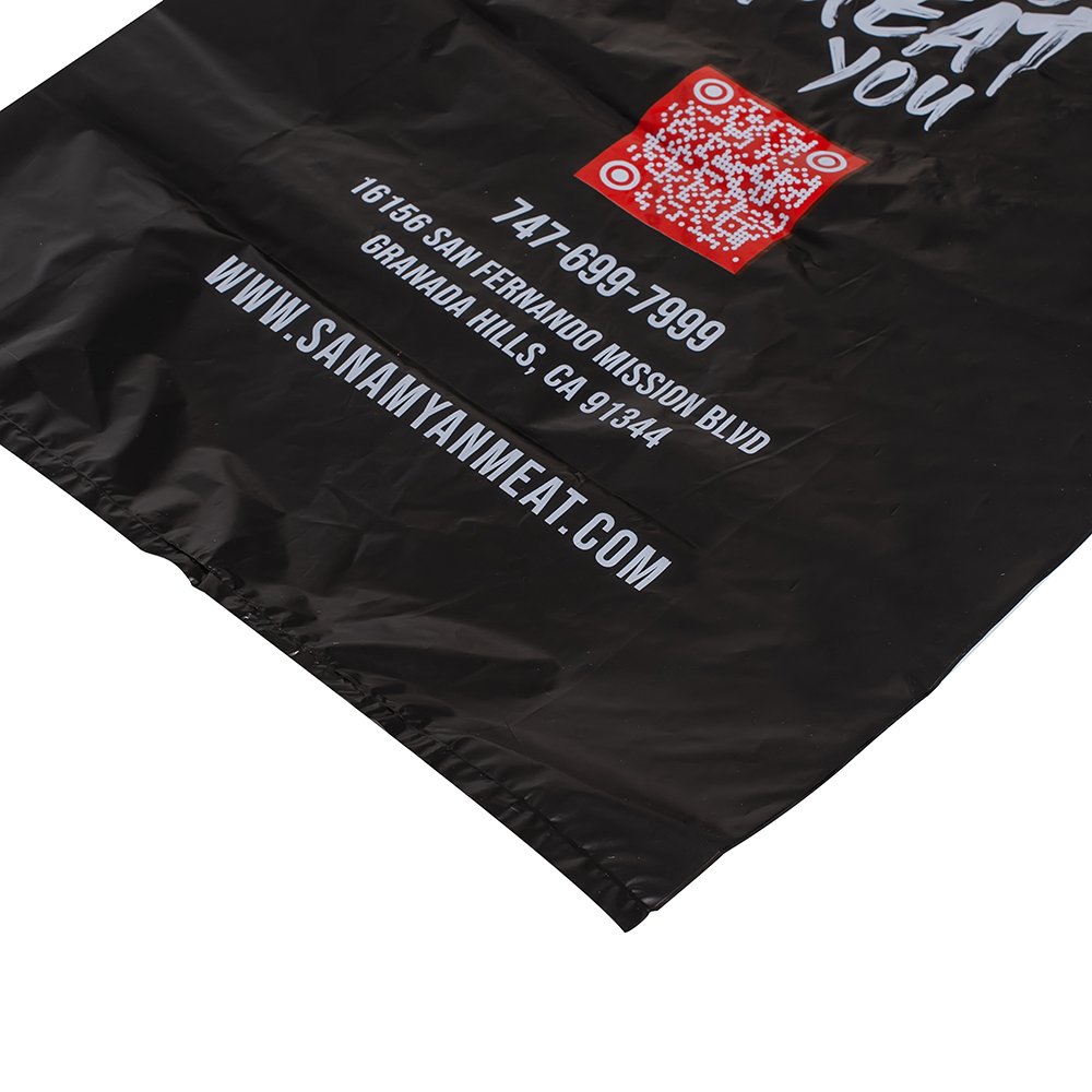 Custom Logo Printed Business Clothing Bar Shop Restaurant Food Take Out Plastic Shopping Bags With T-shirt Handle