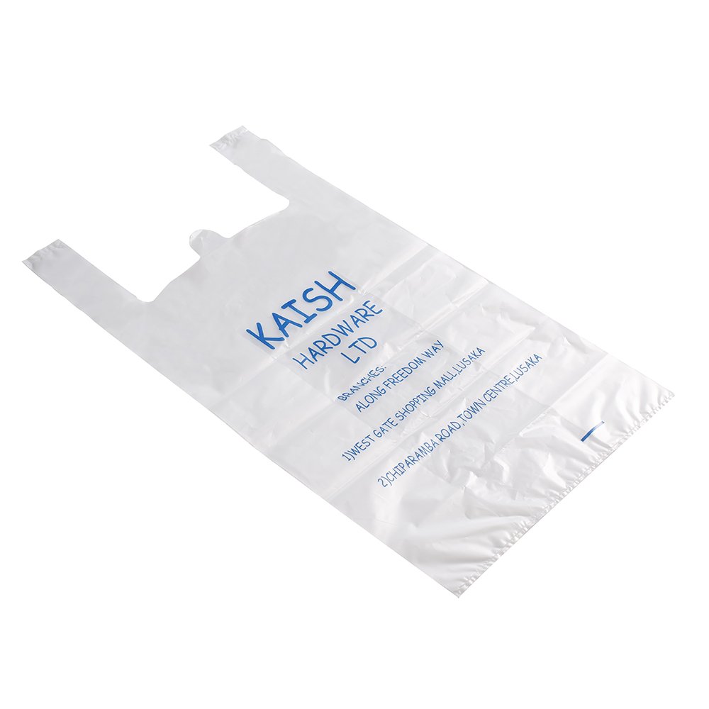 Custom Logo Printed Business Clothing Bar Shop Restaurant Food Take Out Plastic Shopping Bags With T-shirt Handle