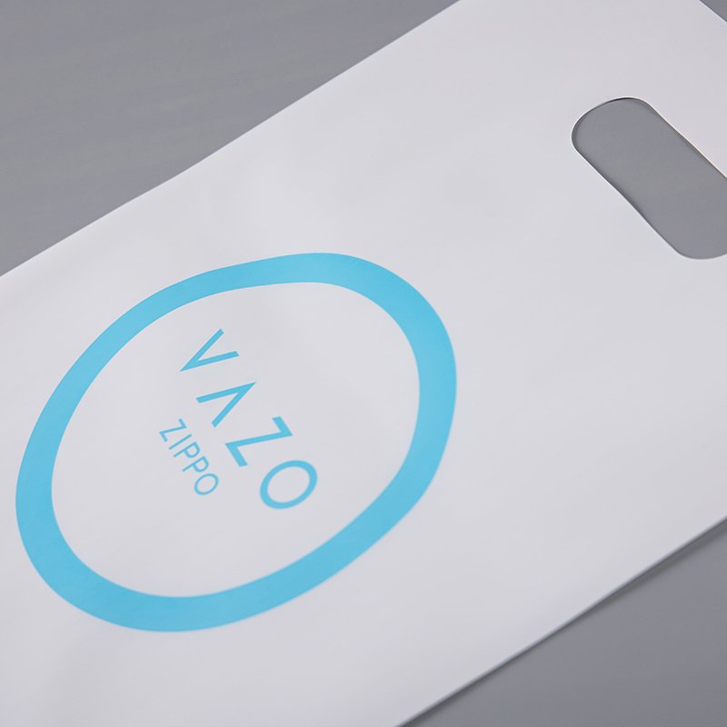 Eco Friendly Custom Logo Printing Garment Packaging Patch Handle Die Cut Plastic Shopping Bag