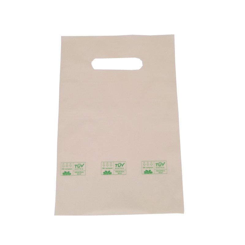 100% Biodegradable Custom Compostable die cut Plastic Shopping Bags carrier bag