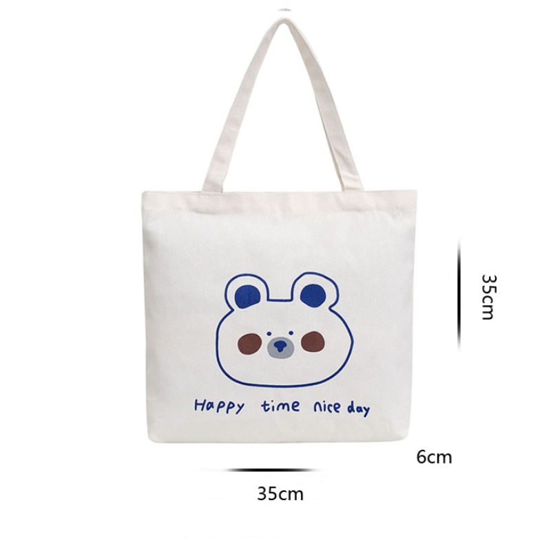 Custom Large Capacity Cotton Canvas Tote Bag Fashionable Reusable Shopping Bag with Letter Pattern and Eco-Friendly Custom Logo
