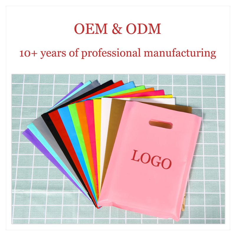 Wholesale Thank You Packaging Bags LDPE Die Cut Tote Bags Custom Biodegradable Clothing Jewelry Gift Shopping Bags With Logo