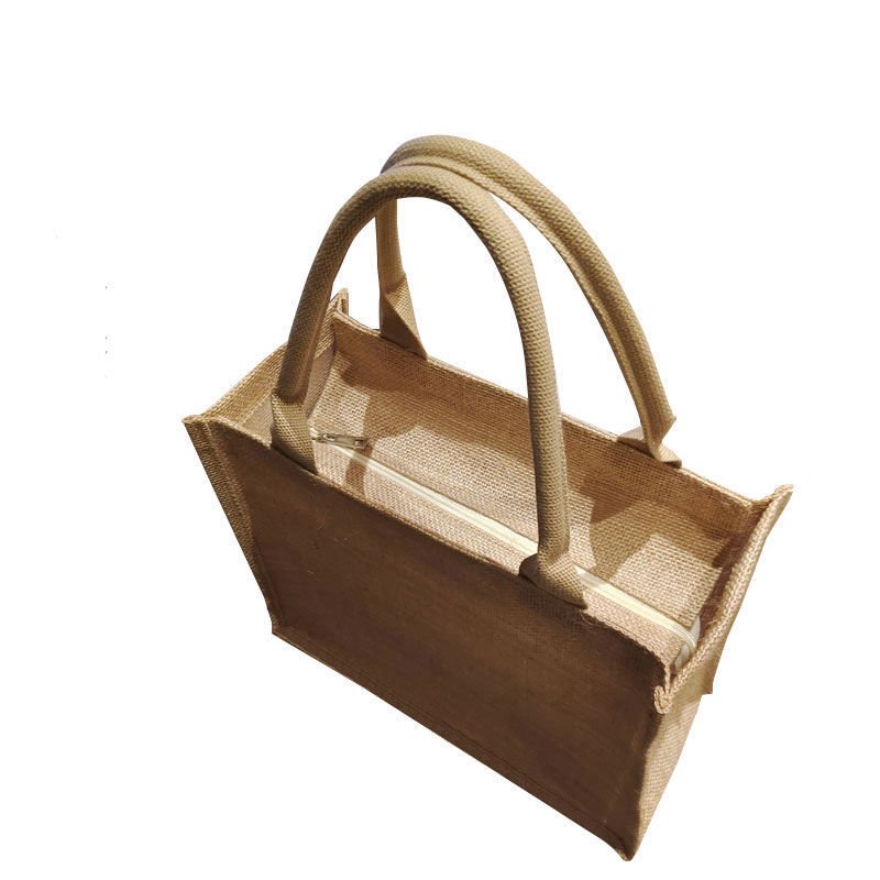 Wholesale Custom Printing Logo Natural Gunny Eco Friendly Jute Tote Bag Recycle Foldable Jute Shopping Bag