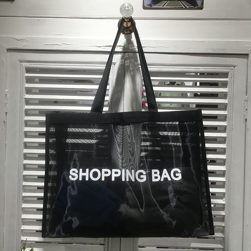 Custom Sport Travel Mesh Carry Bag Shopping Tote Beach Bag Nylon Net Clothes Shopping Bag