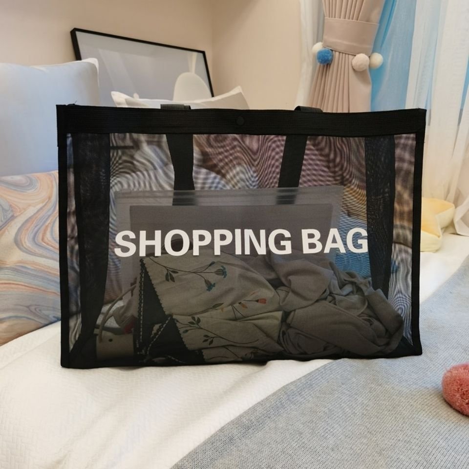 Custom Sport Travel Mesh Carry Bag Shopping Tote Beach Bag Nylon Net Clothes Shopping Bag