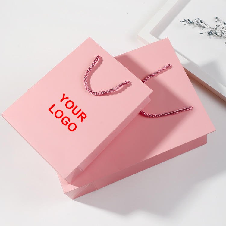 Custom Luxury Brown Retail Color Print Clothing Shopping Gift Jewelry Packaging Kraft Black Pink Paper Bag With Logo