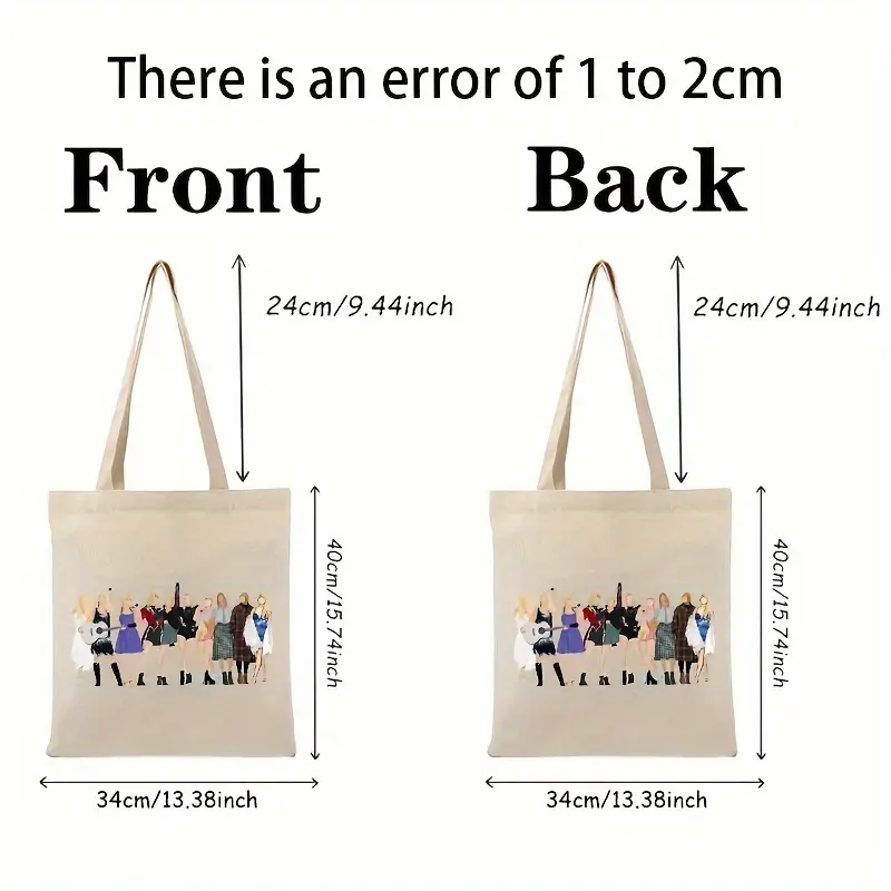 1 pcSwiftie pattern Tote Canvas Personalized Shoulder Bag For Travel Women's Reusable Shopping Bag With Custom Printed Logo
