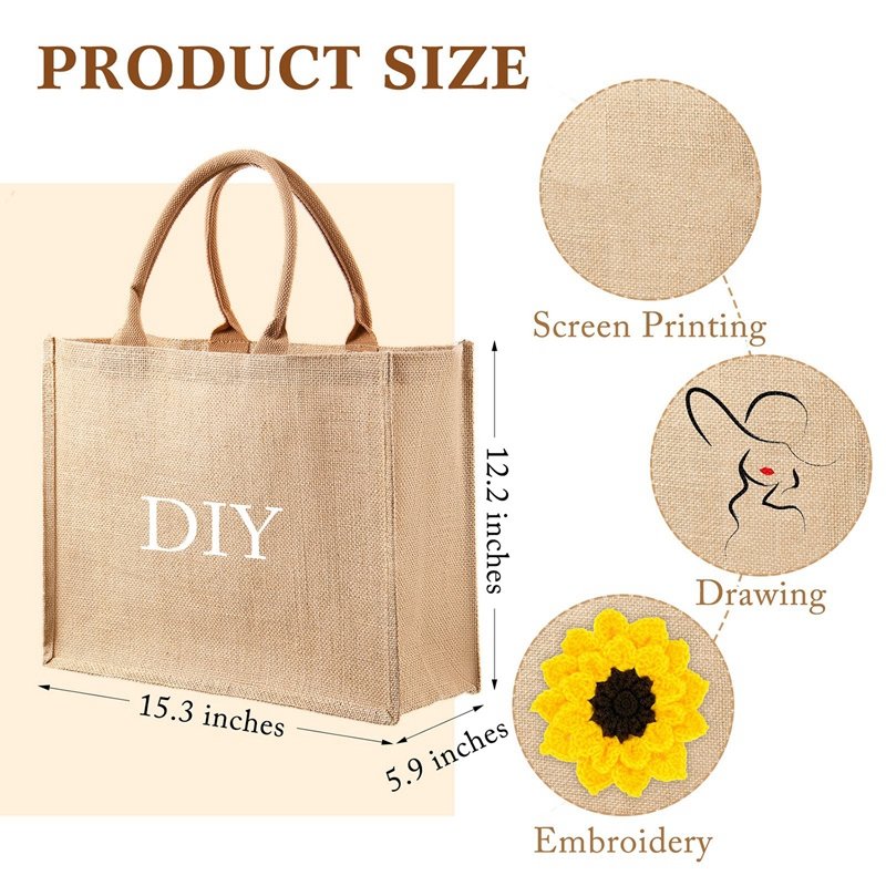 Eco Friendly Natural Burlap Wholesale Nice Prices Vegan Handbag Jute Shopping Bag Tote