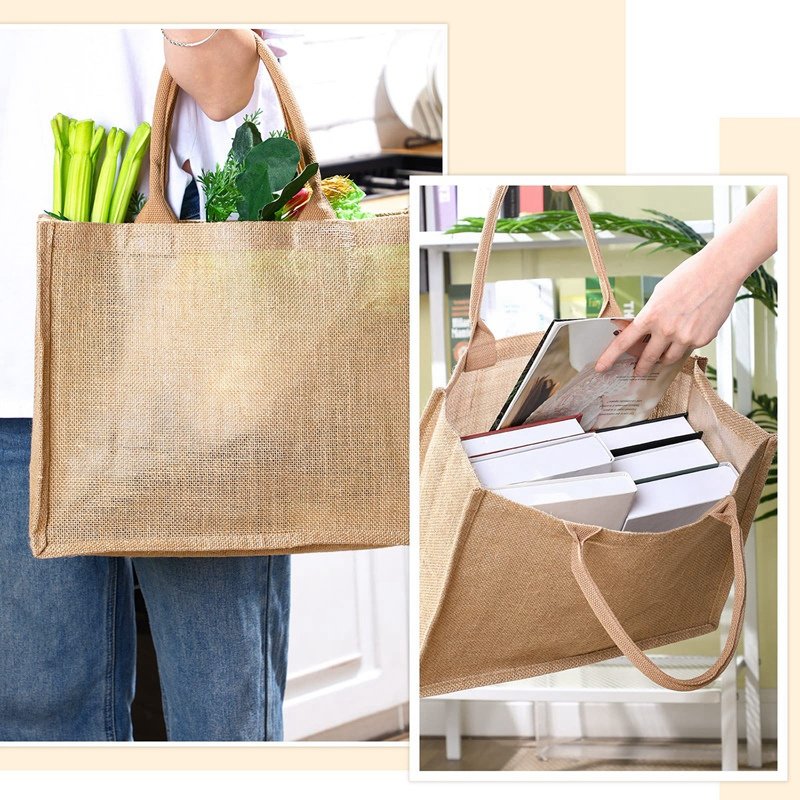 Eco Friendly Natural Burlap Wholesale Nice Prices Vegan Handbag Jute Shopping Bag Tote