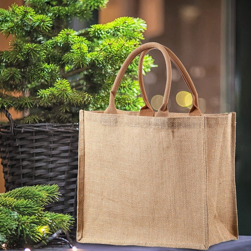 Eco Friendly Natural Burlap Wholesale Nice Prices Vegan Handbag Jute Shopping Bag Tote