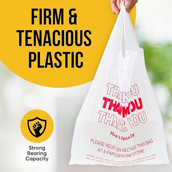 custom printing biodegradable thank you plastic supermarket t shirt handle shopping bag