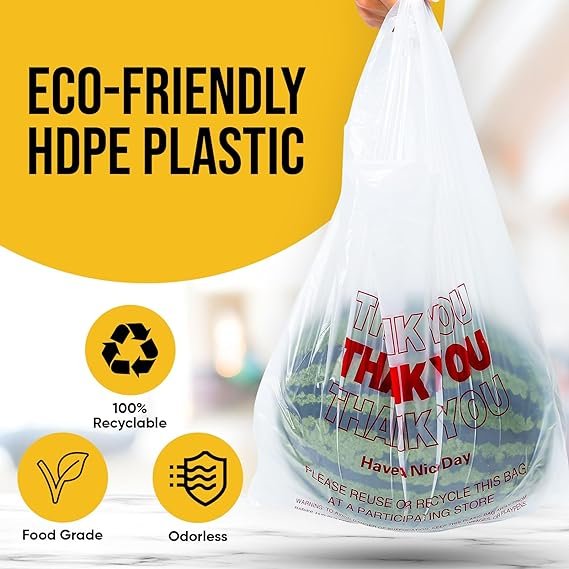 custom printing biodegradable thank you plastic supermarket t shirt handle shopping bag